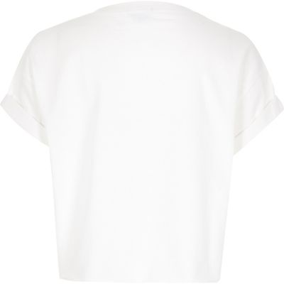 Girls white foil print t-shirt